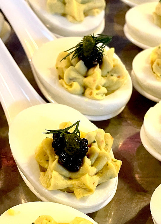 Captain Demo’s Big Truffle Deviled Eggs with Caviar